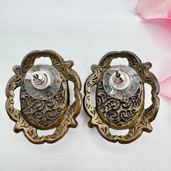 Vintage 1928 Victorian Revival Purple Swirled Lucite Cabochon Pink Rhinestones - Picture 8 of 12